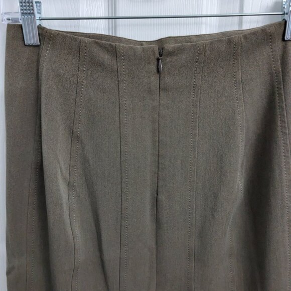 Express Women's Pencil Skirt, Size 2, Brown, Zipper Back, Lined, Layered Vent - Picture 7 of 10